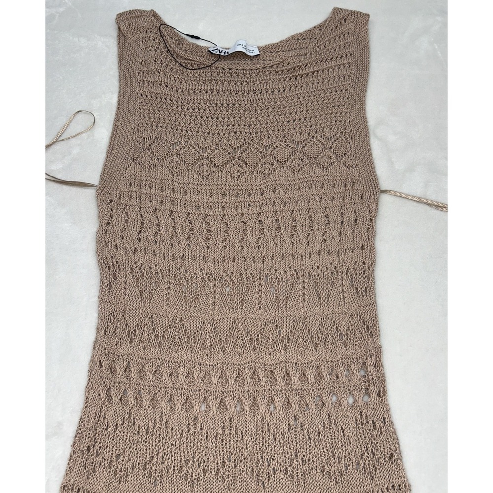 Zara Crochet Knit‎ Sleeveless Maxi Dress Womens Size Small - Picture 2 of 9